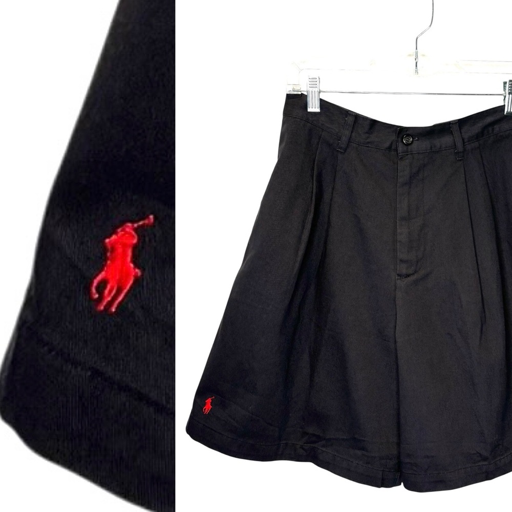 NWT Ralph Lauren Navy cotton Pleated Shorts high waist size 8
